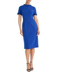 Maggy London - Ruffle Short Sleeve Pocket Sheath Dress - Lyst