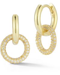Glaze Jewelry - Cubic Zirconia Double Hoop Drop Earrings - Lyst
