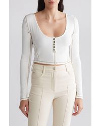 Vici Collection - Destinee Long Sleeve Crop Henley - Lyst
