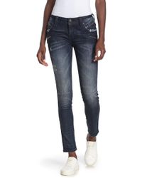Rock Revival Skinny Zip Moto Jeans - Blue
