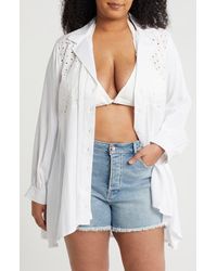 Boho Me - Eyelet Button-Up Shirt - Lyst