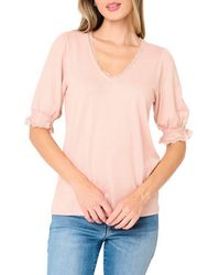 Gibsonlook - Lace Detail V-Neck Knit Top - Lyst