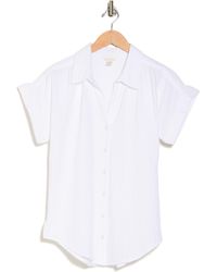 Caslon - Short Sleeve Cotton Gauze Button-up Shirt - Lyst