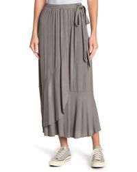 Go Couture Faux Wrap Midi Skirt In Charcoal At Nordstrom Rack - Gray