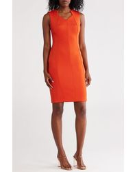 Calvin Klein - Sleeveless Scuba Knit Sheath Dress - Lyst