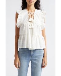 MILLE - Chelsea Ruffle Cotton Blend Top - Lyst