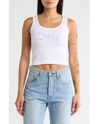 Juicy Couture - Rhinestone Logo Seamless Crop Tank - Lyst