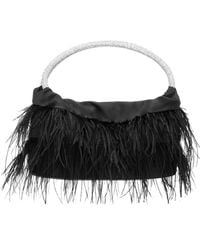 Nina - Crystal Handle Feather Clutch - Lyst