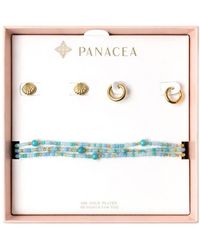 Panacea - Shell Stud, Huggie Hoop Earrings & Beaded Stretch Bracelets Set - Lyst
