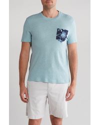 Original Penguin - Contrast Floral Linen & Cotton Pocket T-shirt - Lyst