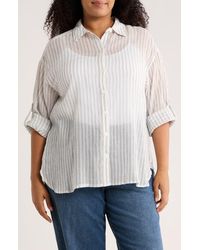 Max Studio - Stripe Long Sleeve Button-Up Shirt - Lyst