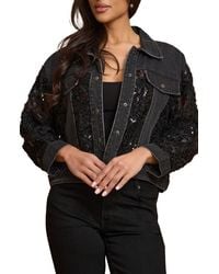 Saachi - Lace Trim Denim Trucker Jacket - Lyst