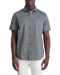 Karl Lagerfeld - Geometric Short Sleeve Stretch Cotton Button-down Shirt - Lyst