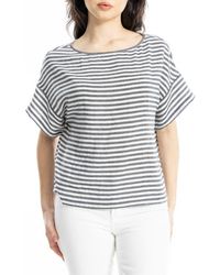 Max Studio - Stripe Crinkle Drop Shoulder Top - Lyst
