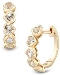 Frankie & Zoe - 14K Lab Grown Sapphire Heart Huggie Hoop Earrings - Lyst