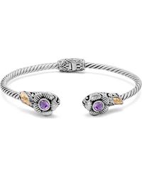 Samuel B. - Sterling & 18K Amethyst Flower Hinge Bangle - Lyst