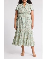 Max Studio - Flutter Sleeve Tiered Maxi Dress - Lyst