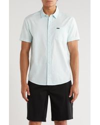 RVCA - Douglas Solid Short Sleeve Cotton Button-Up Shirt - Lyst