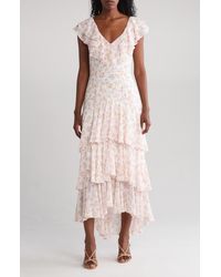 Wayf - Floral Tiered Ruffle Dress - Lyst