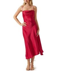 Astr - Gaia Cowl Neck Satin Dress - Lyst
