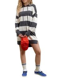 Blu Pepper - Stripe Hooded Sweater Minidress - Lyst