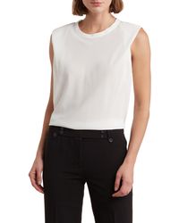 French Connection - Padded Shoulder Crepe Tank Top - Lyst