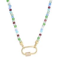 Leith - Cubic Zirconia & Crystal Beaded Carabiner Necklace - Lyst
