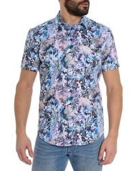 Robert Graham - Sea Colored Floral Print Short Sleeve Shirt - Lyst