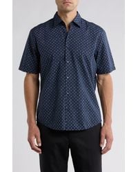 BOSS - Rash Print Cotton Short Sleeve Button-Up Shirt - Lyst