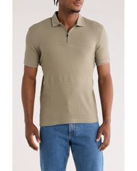 Cactus Man - Textured Knit Zip Polo - Lyst