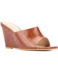 FASHION TO FIGURE - Raina Croc Embossed Wedge Sandal - Lyst