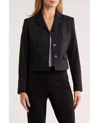 DKNY - Notch Lapel Cotton Blend Crop Blazer - Lyst