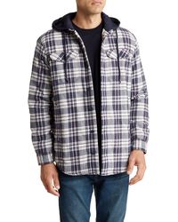 Rainforest - Plaid Flannel Faux Shearling Lined Hooded Shirt Jacket - Lyst
