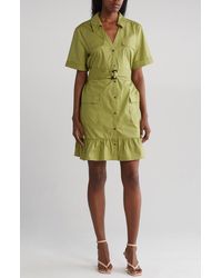 DONNA MORGAN FOR MAGGY - Belted Stretch Cotton Dress - Lyst