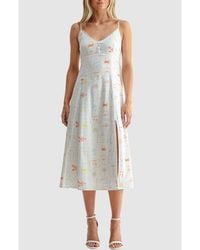 Lush - V-Neck Button Detail Midi Dress - Lyst