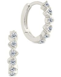 Sterling Forever - Cassandra Cz Micro Hoop Earrings - Lyst