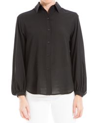 Max Studio - Babygrid Texture Long Sleeve Button-down Blouse - Lyst