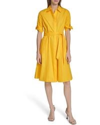 Calvin Klein - Solid Cotton Shoulder Tie Shirtdress - Lyst