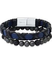 HMY Jewelry - Leather Lava Rock Bracelet Set - Lyst