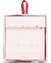 Leith - Set Of 5 Cubic Zirconia Stud & Huggie Hoop Earrings - Lyst