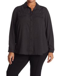 Pleione Rounded Collar Button Down Shirt - Black