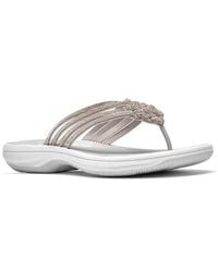 Clarks - Breeze Gem Crystal Embellished Flip Flop - Lyst