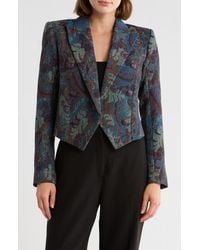 L'Agence - Lila Peak Lapel Boxy Crop Blazer - Lyst