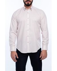 VELLAPAIS - Grid Cotton Slim Fit Button Down Shirt - Lyst