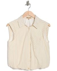 Democracy - Cap Sleeve Bubble Hem Cotton Seersucker Top - Lyst