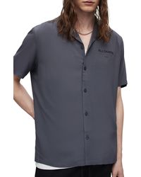 AllSaints - Underground Logo Short Sleeve Camp Shirt - Lyst