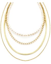 Panacea - Imitation Pearl Layered Chain Necklace - Lyst