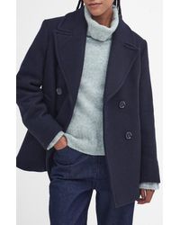 Barbour - Ingrid Double Breasted Wool Blend Peacoat - Lyst
