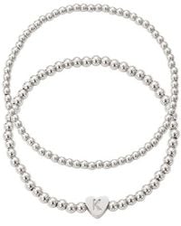 Adornia - Beaded Initial Charm Bracelet Set - Lyst