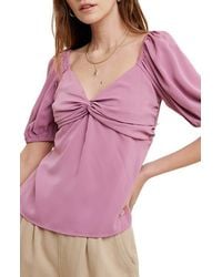 Wishlist - Puff Sleeve Tie Back Babydoll Top - Lyst